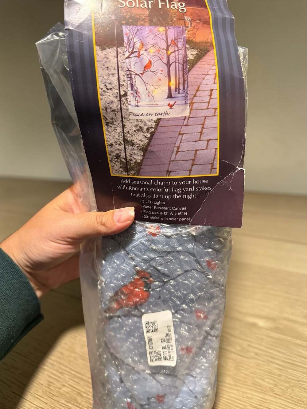 Roman Solar Flag Cardinal Winter 12 W x 16 H New